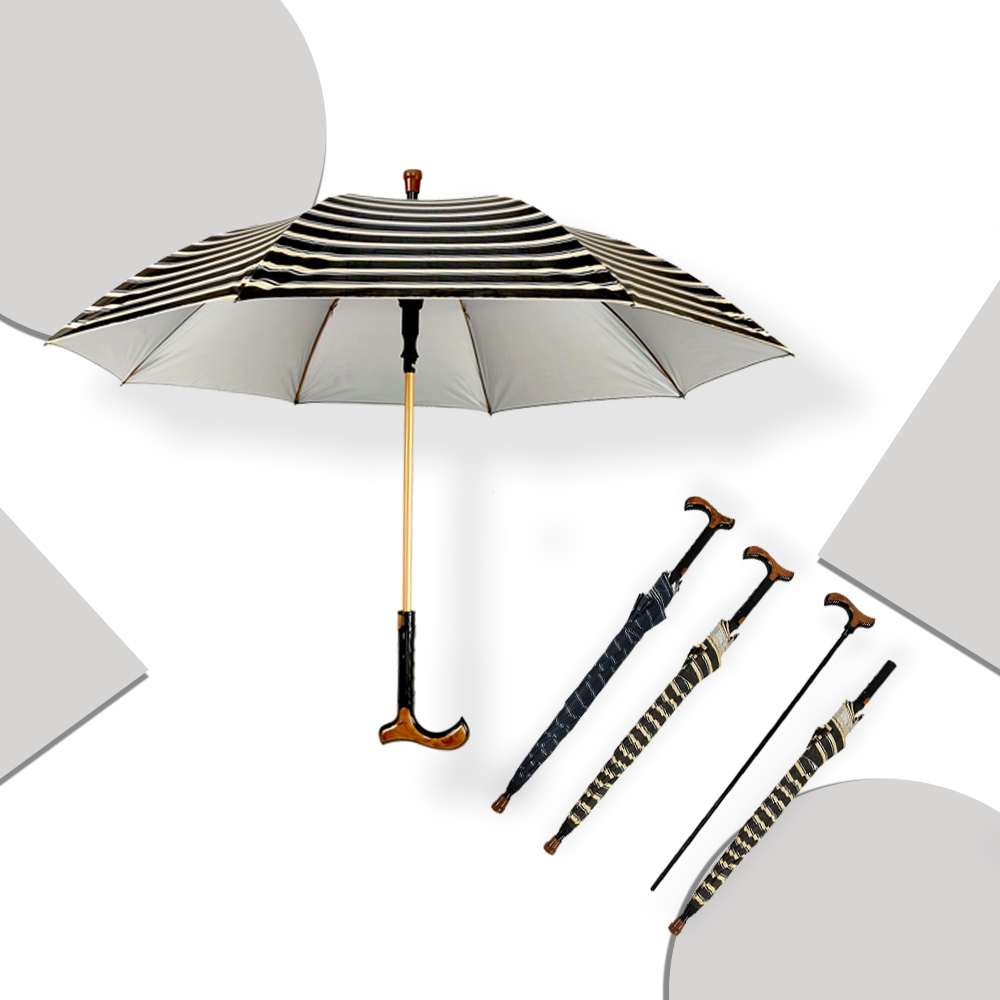 直柄格紋拐杖傘